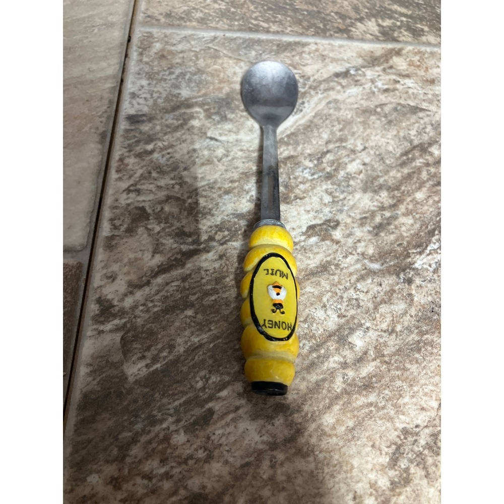 Vintage Style Honey Spoon Bumblebee Beehive Handle Stainless Steel Jar Hook 6in